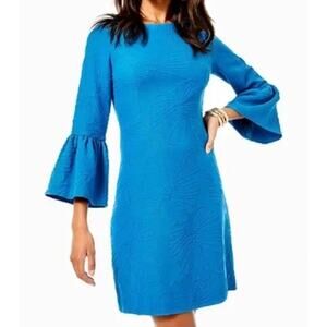 Lilly Pulitzer Womens 10 Blue Viola Stretch Mini Dress Macaw Flare Jacquard NEW